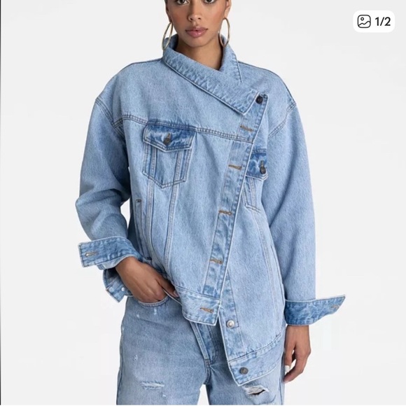 KBB Jackets & Blazers - KBB by Kahlana oversized asymmetrical “The Denim Jacket” size 3X. NWT. Trending